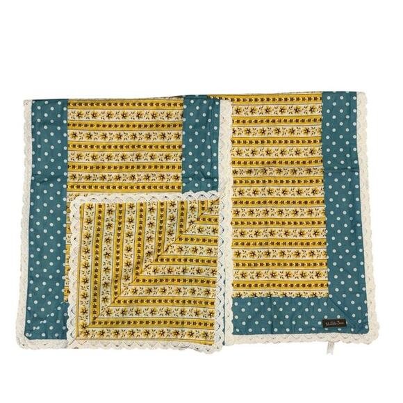 Matilda Jane Celebrations Set of 2 Table Runners Blue Polka Dot Sunflower - Picture 2 of 3